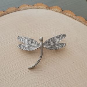 Signed Dragonfly Silver Pendant Brooch